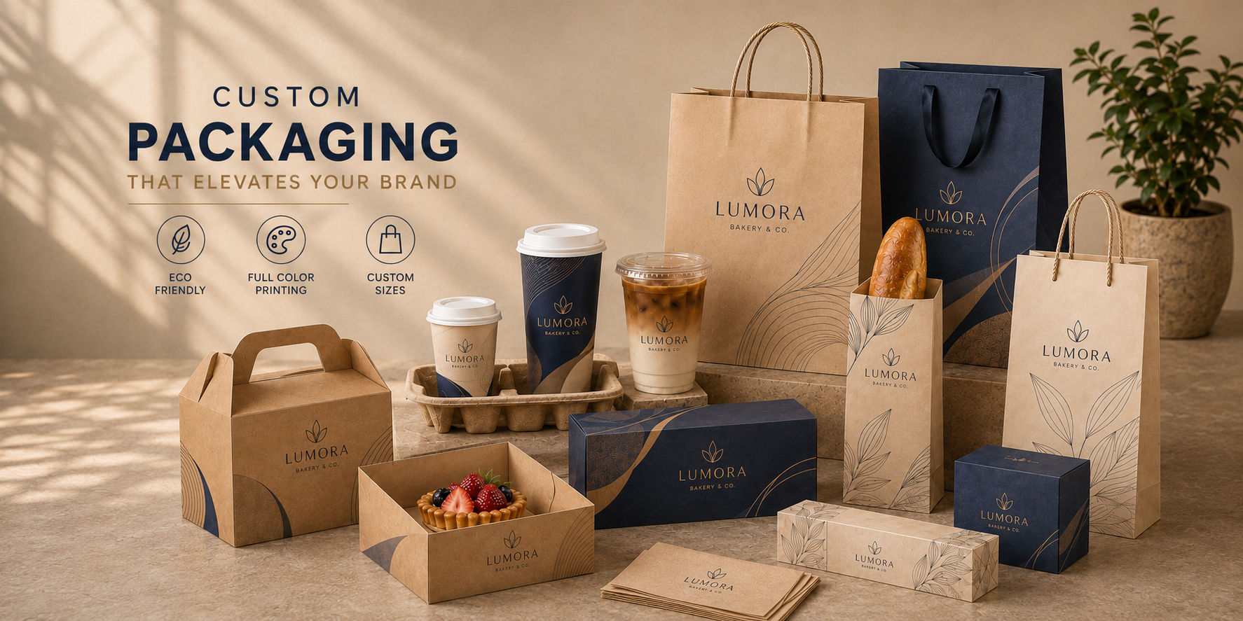 Custom branded paper packaging collection